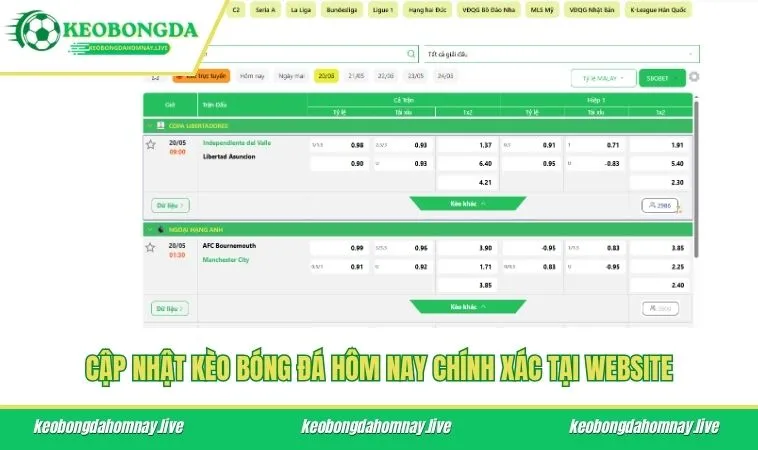 Cập nhật kèo bóng đá hôm nay chính xác tại website
