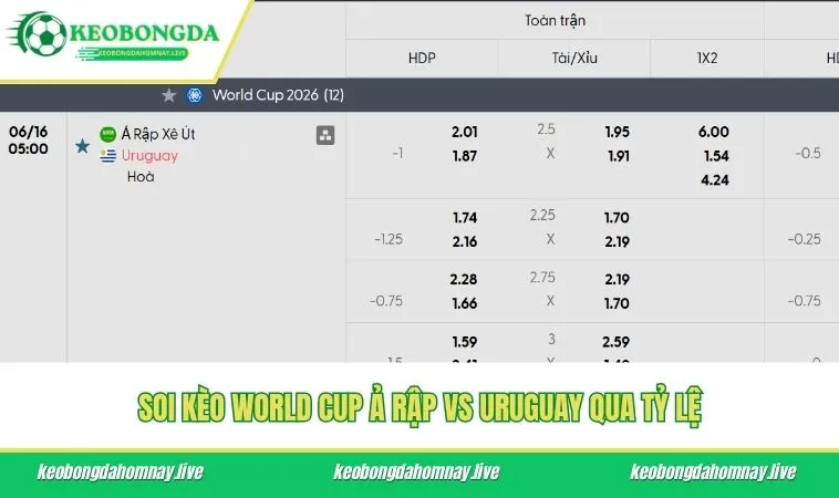 Soi kèo World Cup Ả Rập vs Uruguay qua tỷ lệ