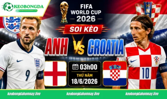 Soi kèo World Cup Anh vs Croatia, 03h00 ngày 18/6/2026