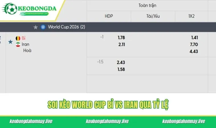 Soi kèo World Cup Bỉ vs Iran qua tỷ lệ