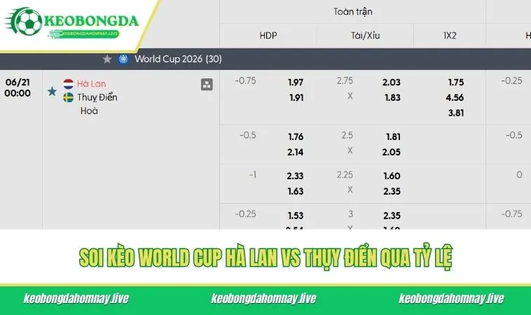 Soi kèo World Cup Hà Lan vs Thụy Điển qua tỷ lệ