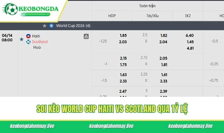 Soi kèo World Cup Haiti vs Scotland qua tỷ lệ