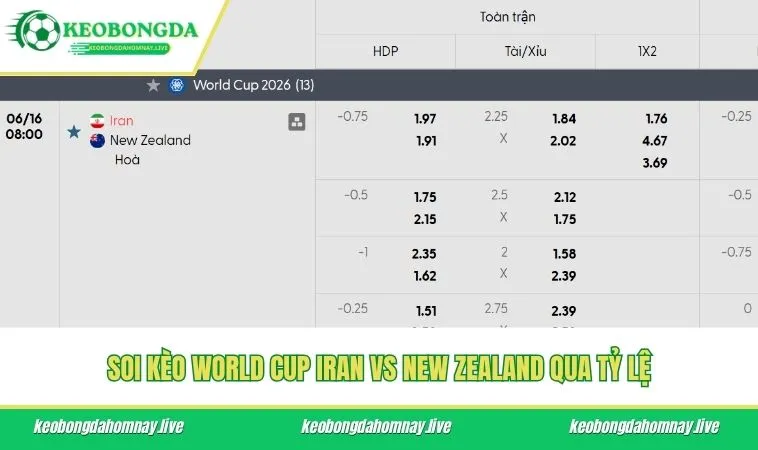 Soi kèo World Cup Iran vs New Zealand qua tỷ lệ
