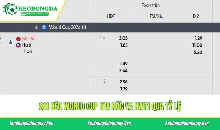Soi kèo World Cup Ma Rốc vs Haiti qua tỷ lệ