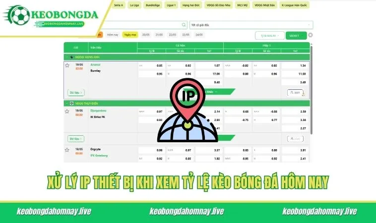 Xử lý IP thiết bị khi xem tỷ lệ kèo bóng đá hôm nay